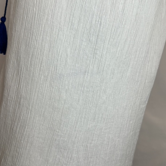 Boemo - White Gauze Maxi Dress With Blue Rope and Embroidery Detailing - Picture 3 of 7